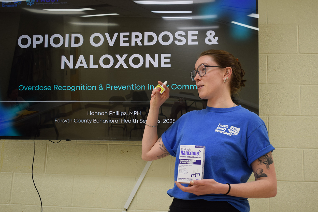 HHS staff at a naloxone training event